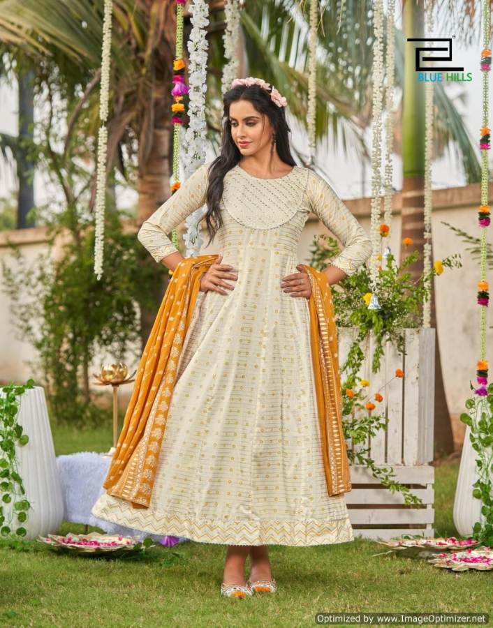 Blue Hills Ada 3 New Exclusive Wear Cotton Printed Anarkali Kurti With Dupatta Collection